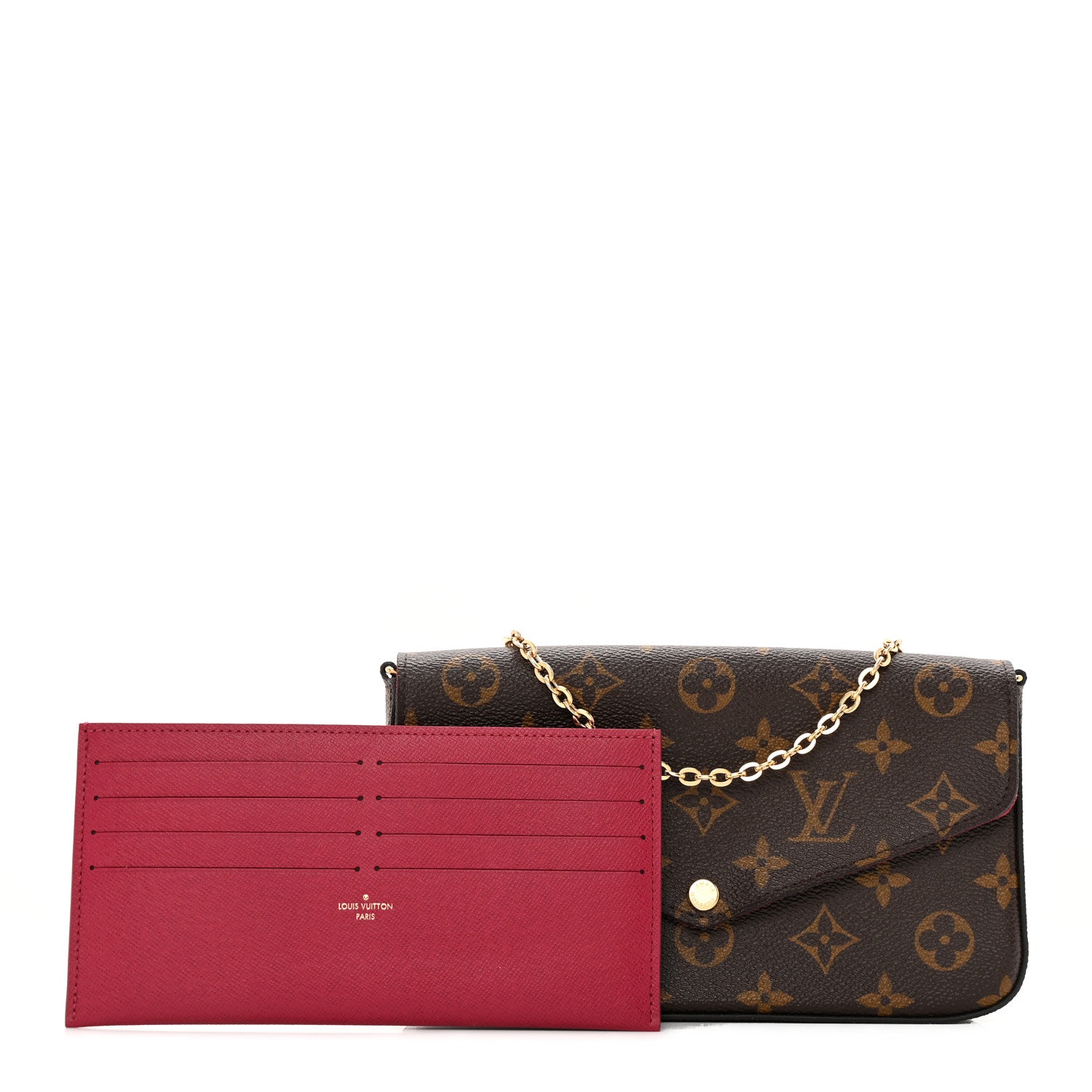 Louis Vuitton Monogram Pochette Felicie Chain Wallet Fuchsia 1 of 16