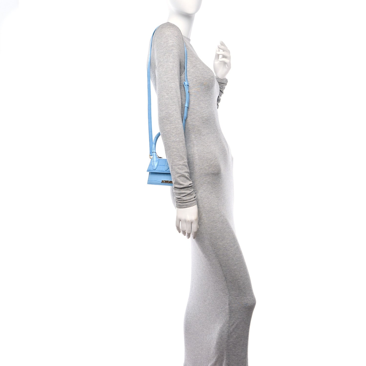 Jacquemus Calfskin Crocodile Embossed Le Chiquito Blue 2 of 9