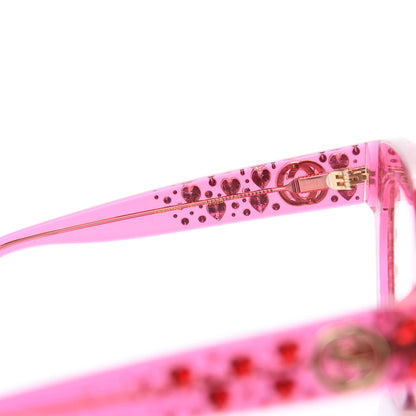 Gucci Acetate Crystal Heart GG0116S Sunglasses Fuchsia 5 of 8