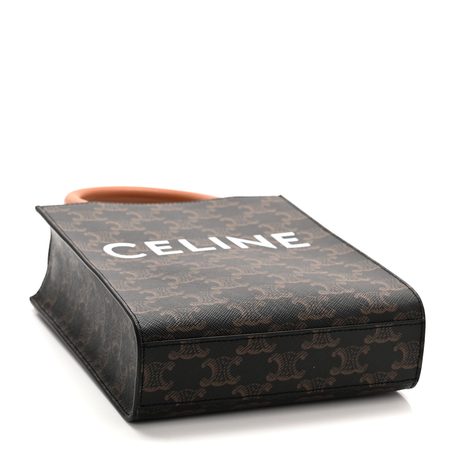 Triomphe Canvas Calfskin Mini Vertical Cabas Tan