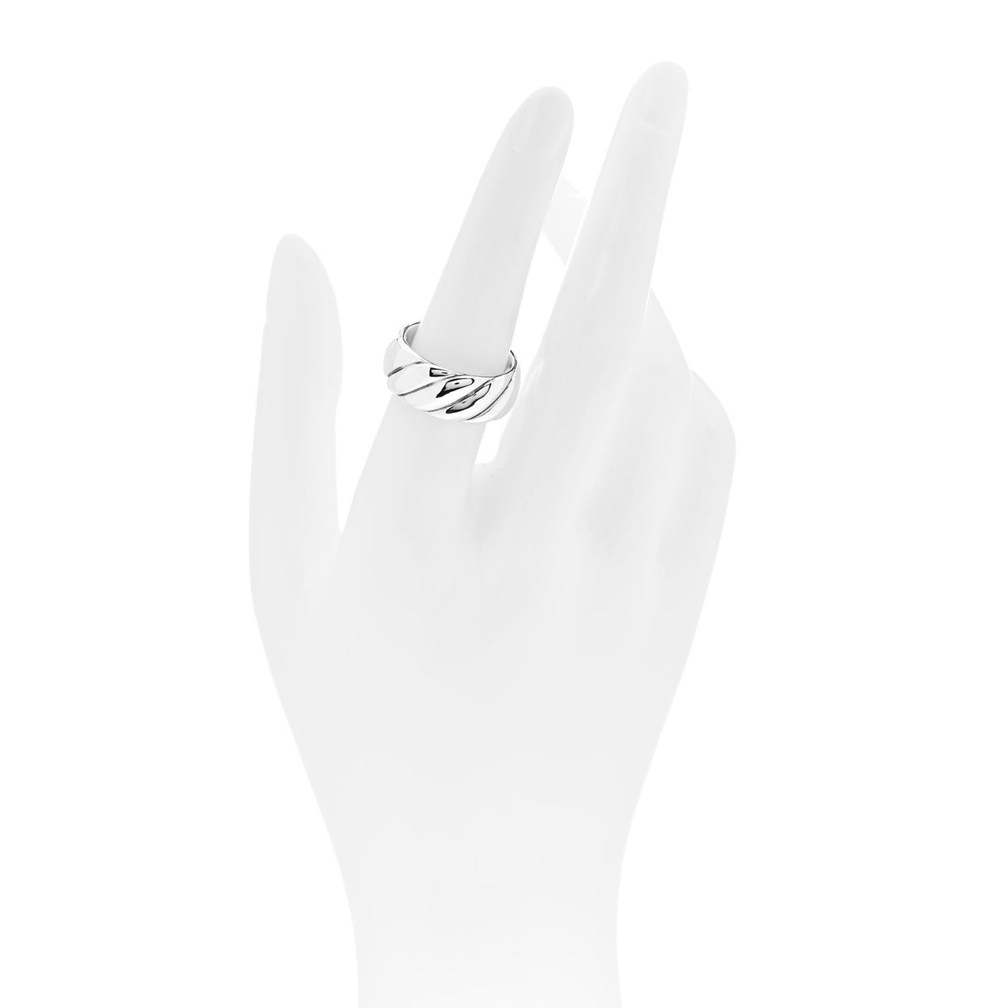 Sterling Silver 9mm Sculpted Cable Band Ring 54 7