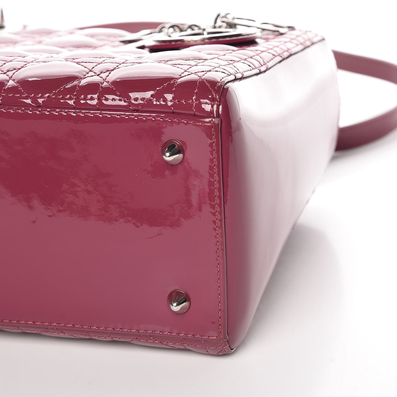Christian Dior Patent Cannage Medium Lady Dior Dark Pink 6 of 14