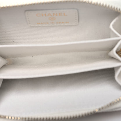 Chanel Caviar Enamel Coco Casino Quilted Zip Coin Purse White 5 of 11