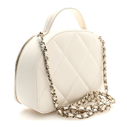 Chanel Grained Calfskin Quilted Top Handle Chain Clutch White 3 of 11
