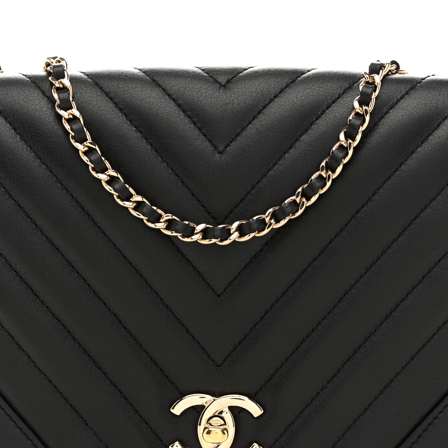 Chanel Calfskin Chevron Quilted Small Statement Flap Black 8 of 12