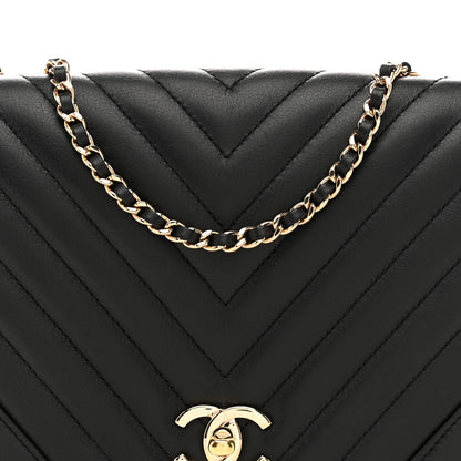 Chanel Calfskin Chevron Quilted Small Statement Flap Black 8 of 12
