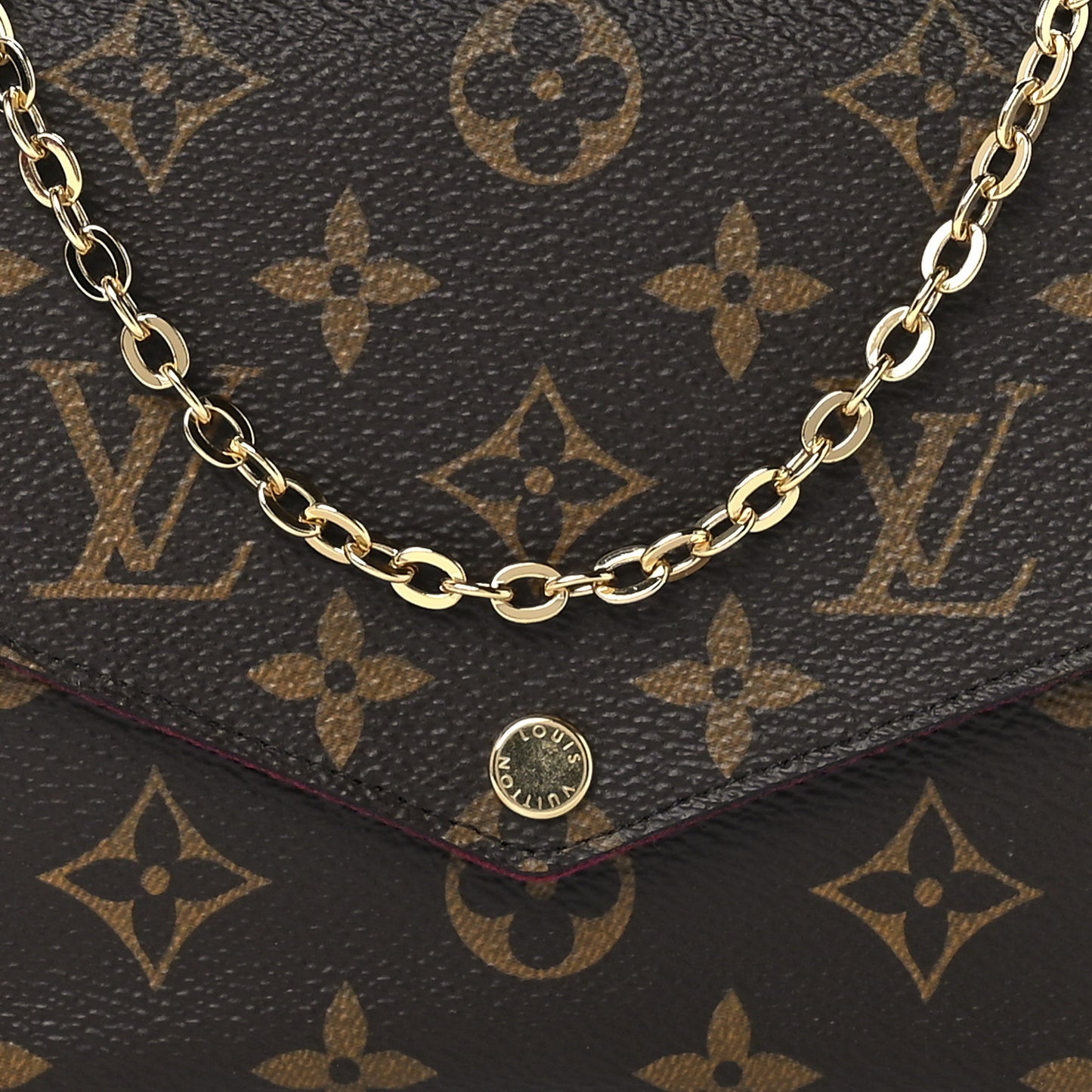 Monogram Pochette Felicie Chain Wallet Fuchsia