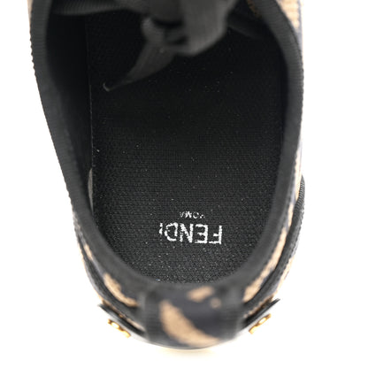 Fendi Fabric FF Micro-Perforated Rise Low Top Sneakers 38.5 Tobacco Black 8 of 9