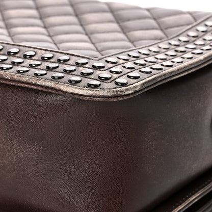 Chanel Faded Calfskin Quilted Large Studded Boy Flap Brown Beige 12 of 16
