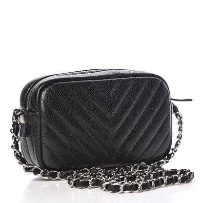 Chanel Caviar Chevron Quilted Camera Case Black 3 of 9