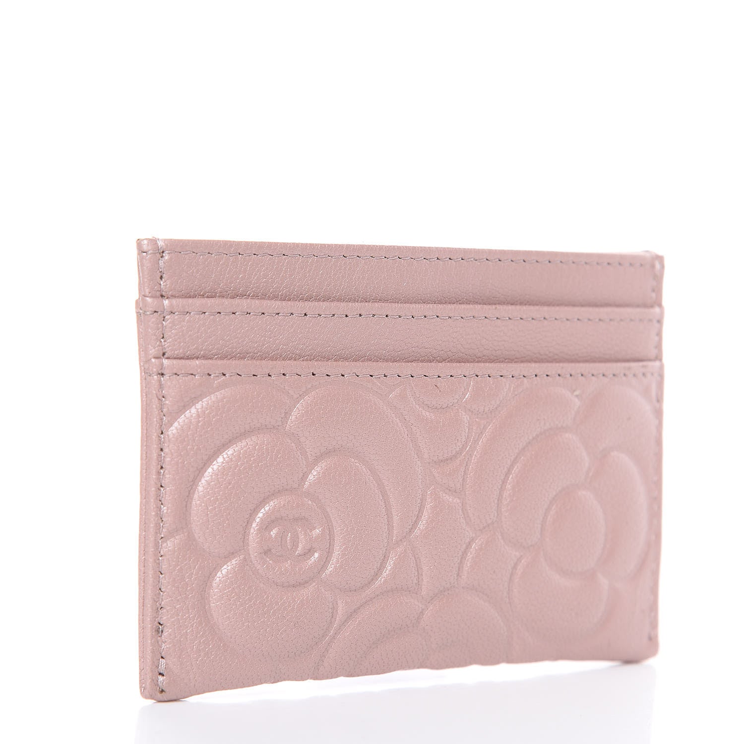 Chanel Goatskin Camellia Embossed Card Holder Light Pink 3 of 9