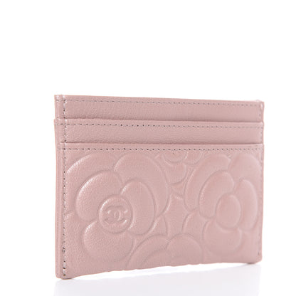Chanel Goatskin Camellia Embossed Card Holder Light Pink 3 of 9
