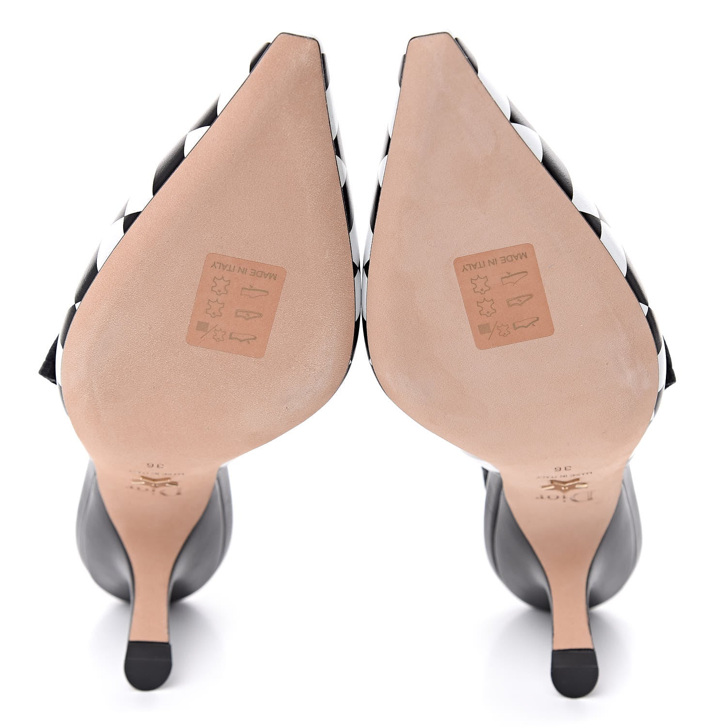 Christian Dior Calfskin Ribbon Checker Print J'Adior Slingback 65mm Pumps 36 Black White 8 of 9