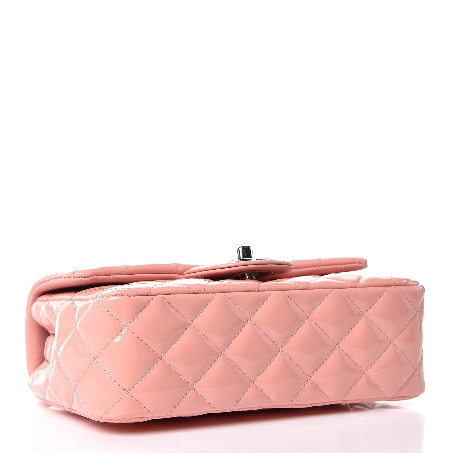 Patent Calfskin Quilted Mini Rectangular Flap Light Pink
