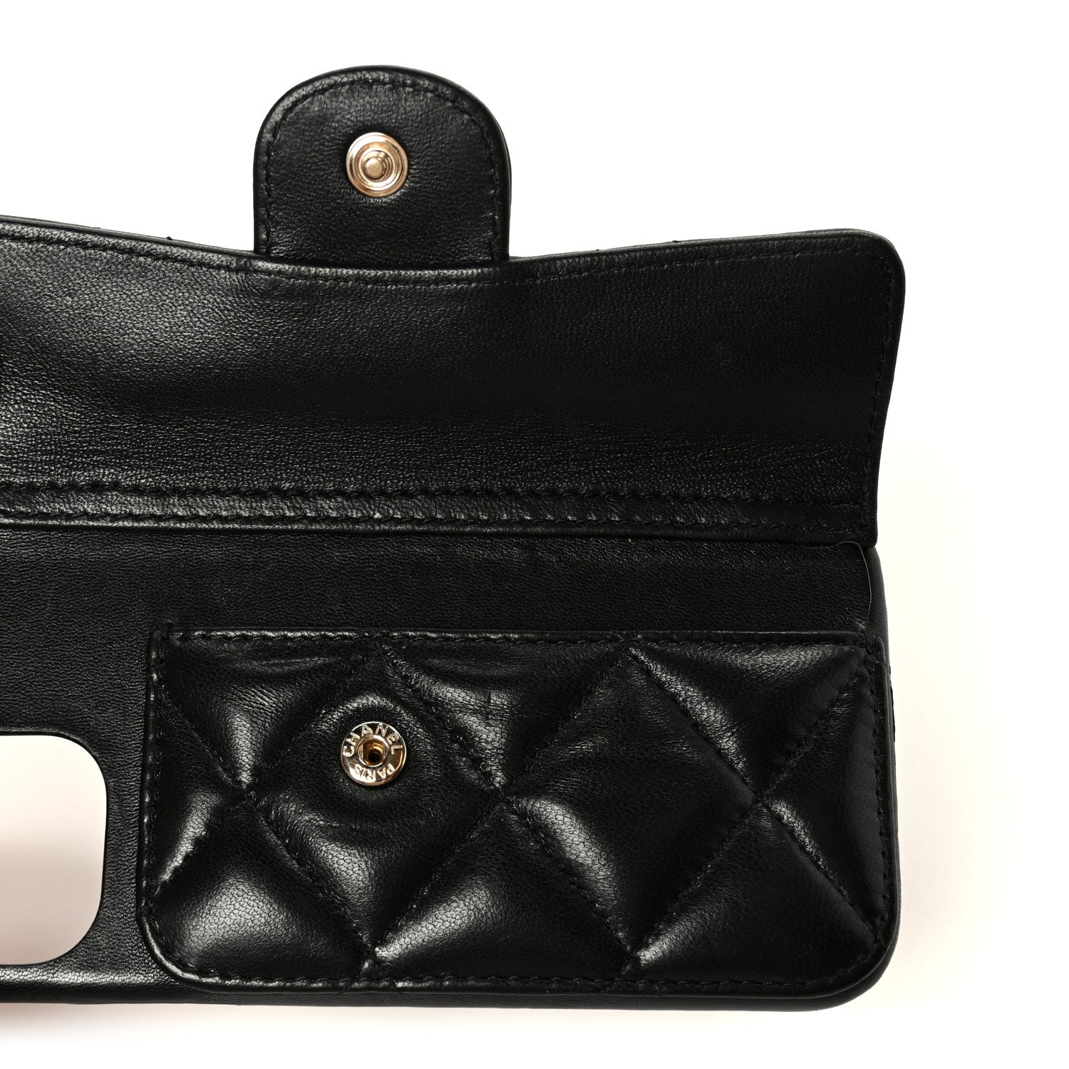 Chanel Lambskin Quilted Pearl Crush iPhone XII Pro Holder With Chain Black 5 of 11