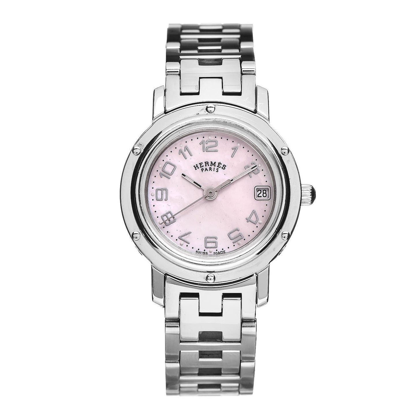 Stainless Steel Pink Mother of Pearl 24mm Clipper Quartz Watch