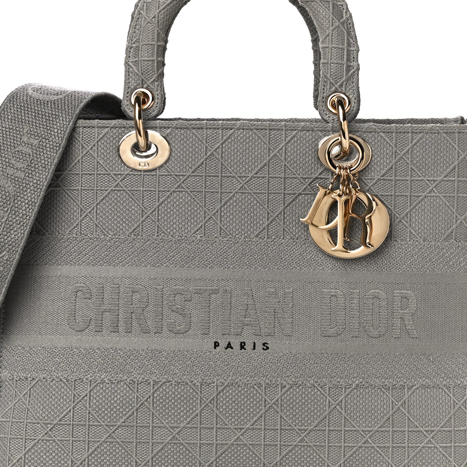 Christian Dior Canvas Embroidered Cannage Lady D-Lite Gray 7 of 10