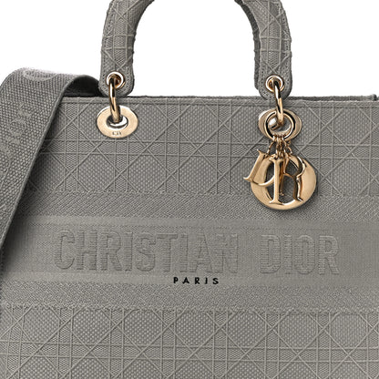 Christian Dior Canvas Embroidered Cannage Lady D-Lite Gray 7 of 10