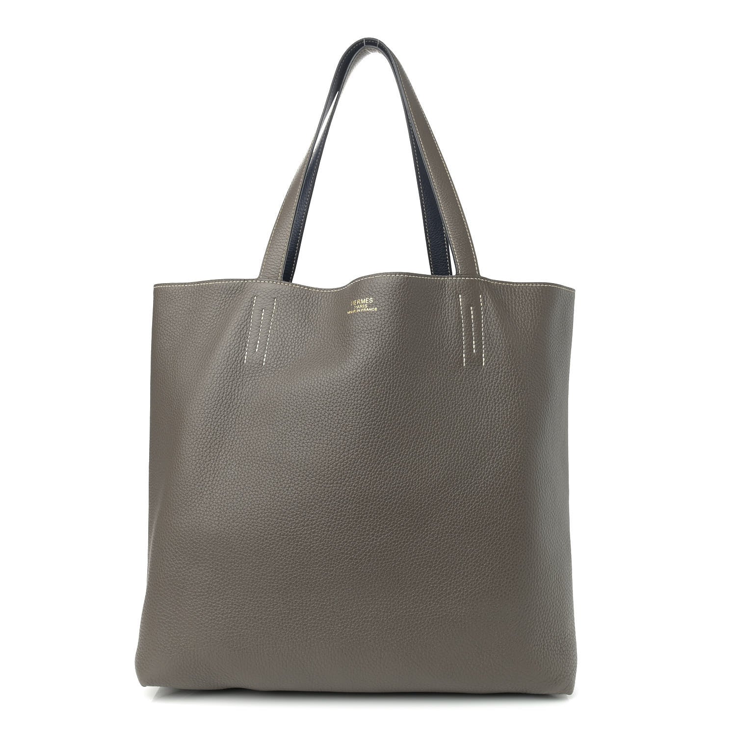 Hermes Taurillon Clemence Double Sens 45 Reversible Tote Bleu Nuit Etain 1 of 16