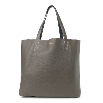 Hermes Taurillon Clemence Double Sens 45 Reversible Tote Bleu Nuit Etain 1 of 16