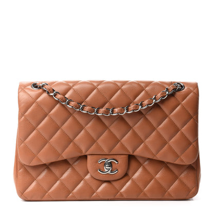 Chanel Caviar Quilted Jumbo Double Flap Light Brown 1 of 12