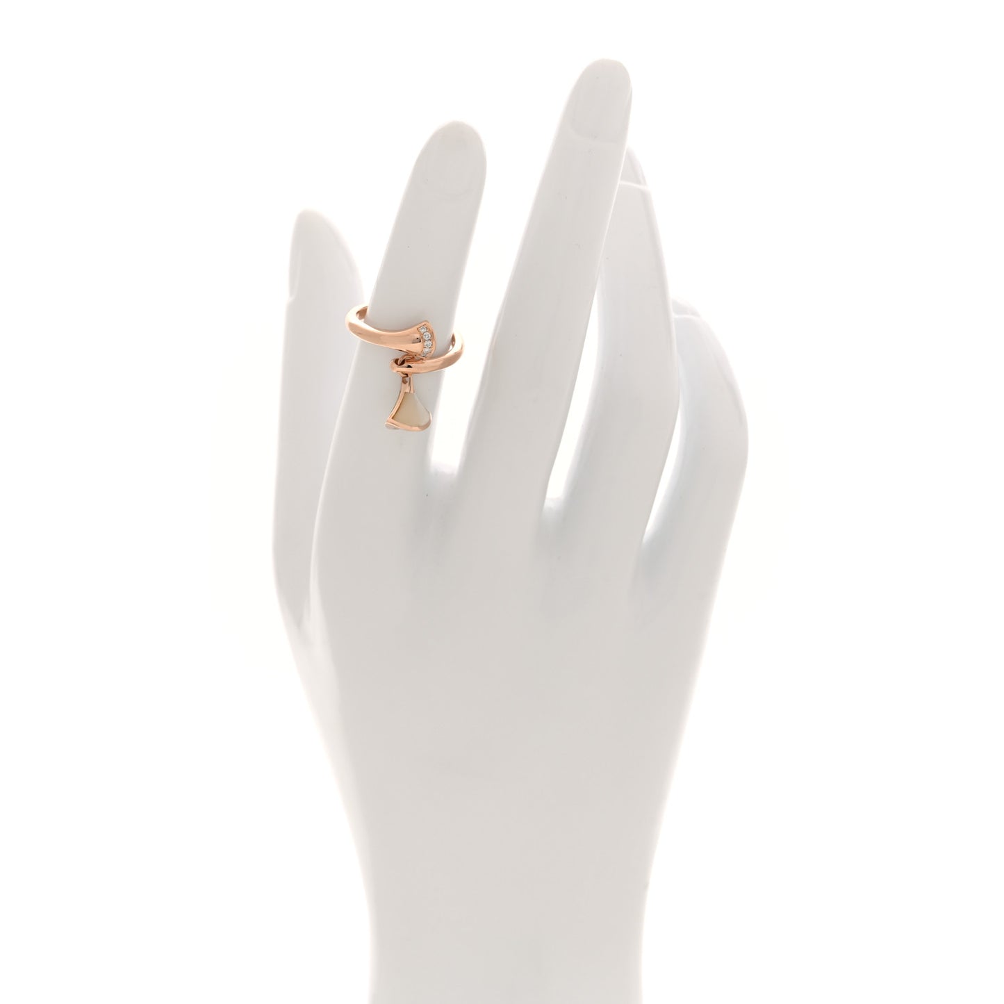 18K Rose Gold Diamond Mother of Pearl Divas' Dream Charm Ring 49 5