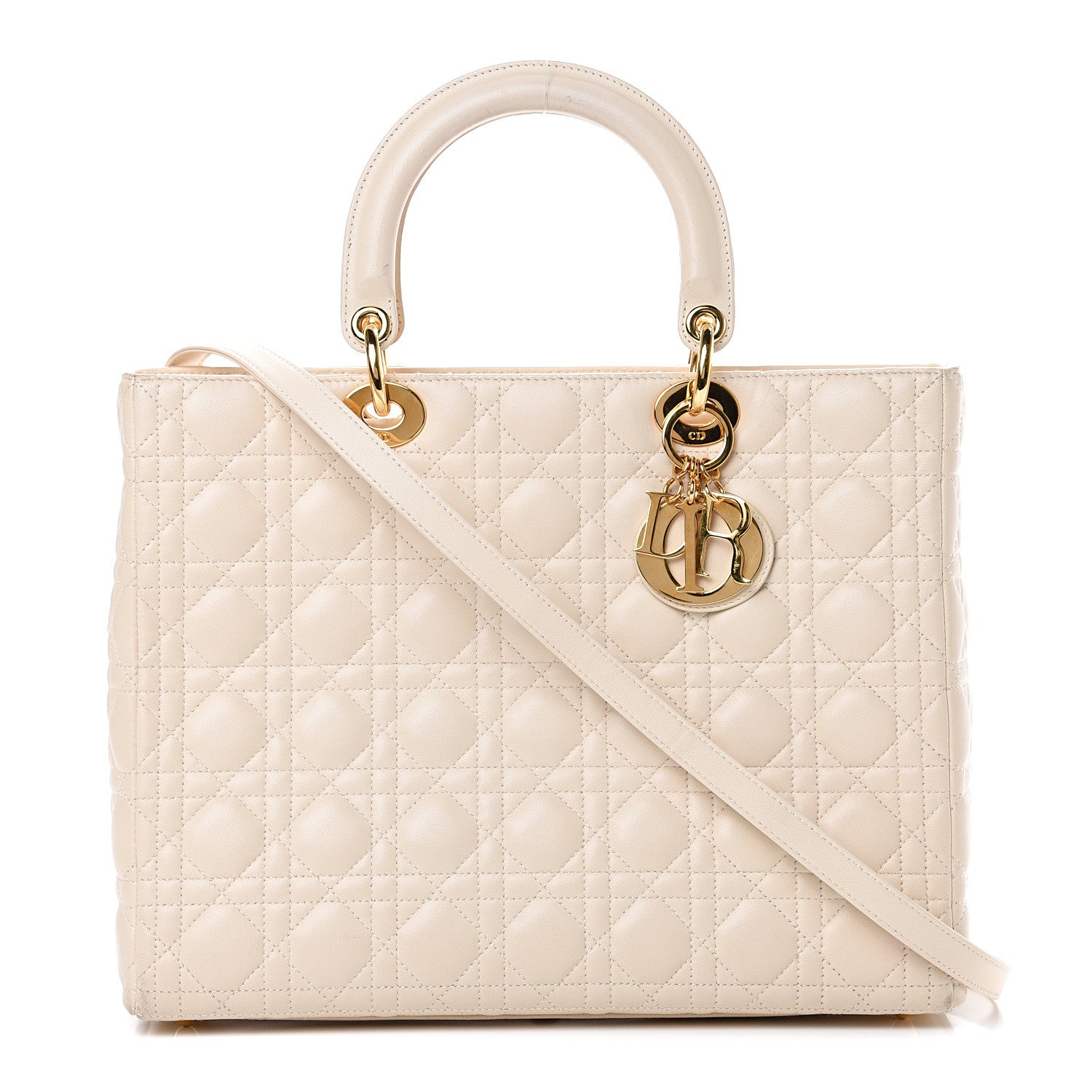 Christian Dior Lambskin Cannage Large Lady Dior Light Beige 1 of 21