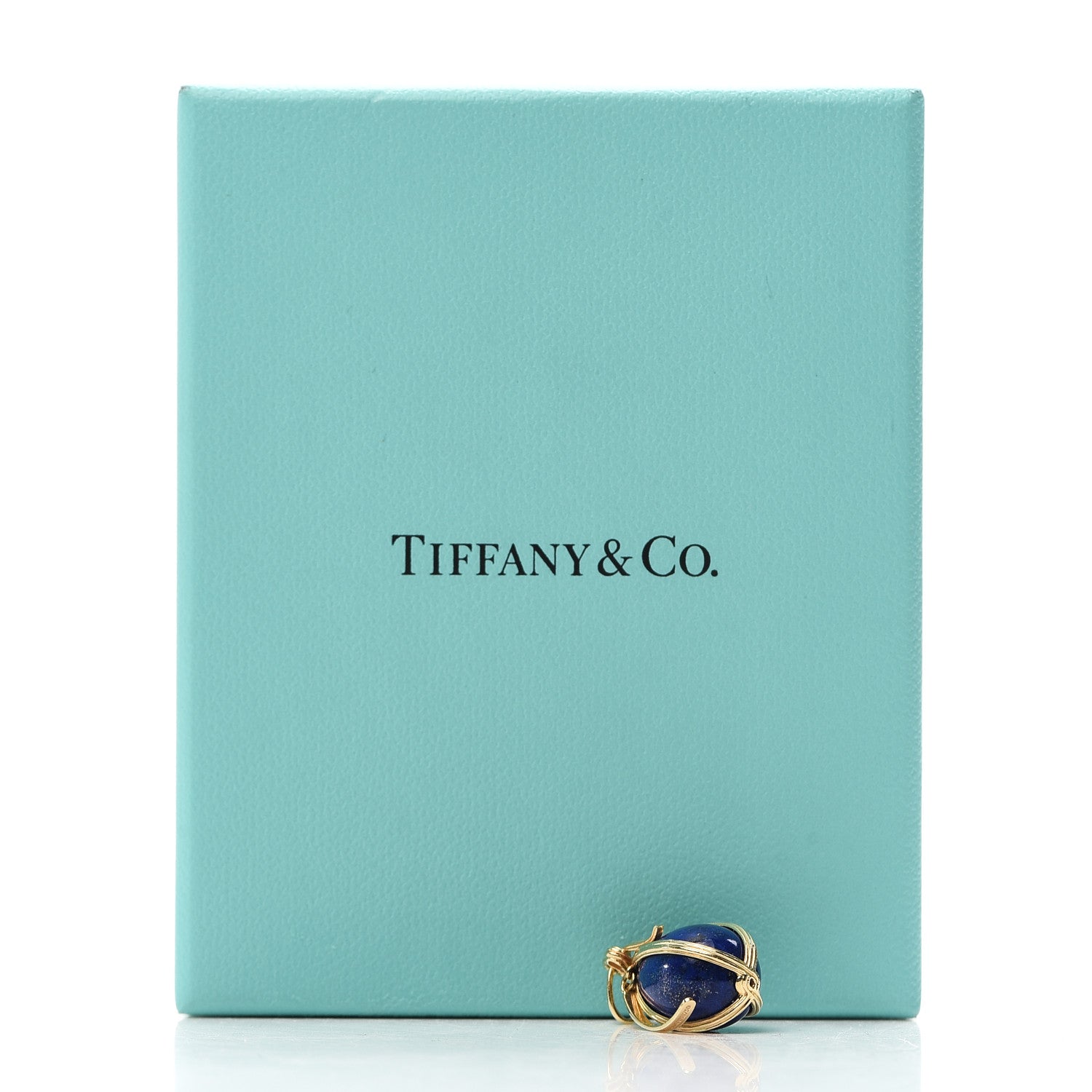 Tiffany 18K Yellow Gold Lapis Lazuli Schlumberger Egg Charm 5 of 5