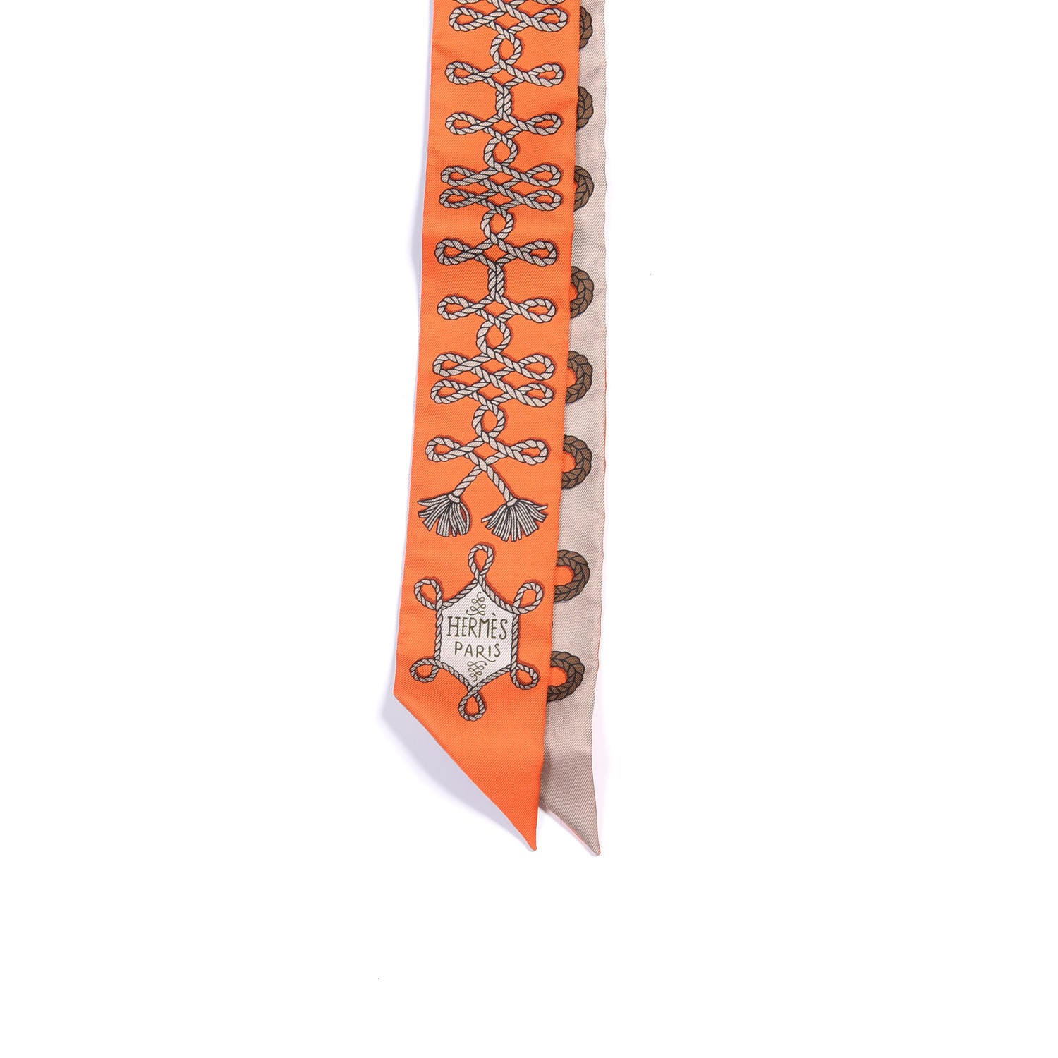 Hermes Silk Galons Et Brandebourg Twilly Orange Mastic Bronze 2 of 4