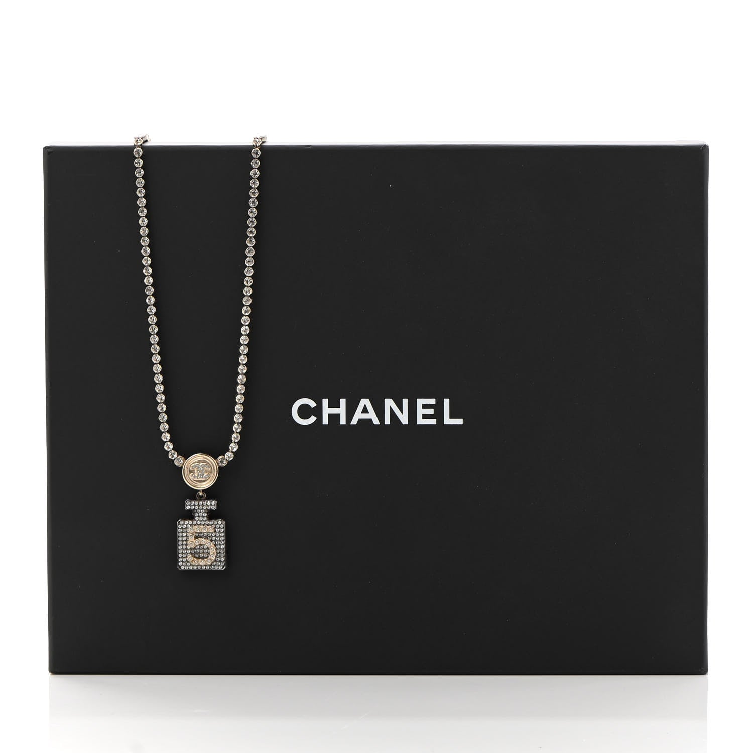 Chanel Crystal CC Perfume Bottle Necklace Gold 7 of 7