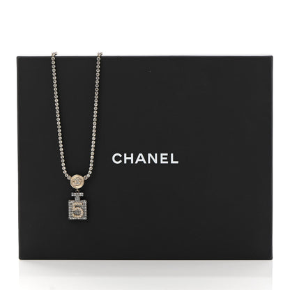 Chanel Crystal CC Perfume Bottle Necklace Gold 7 of 7