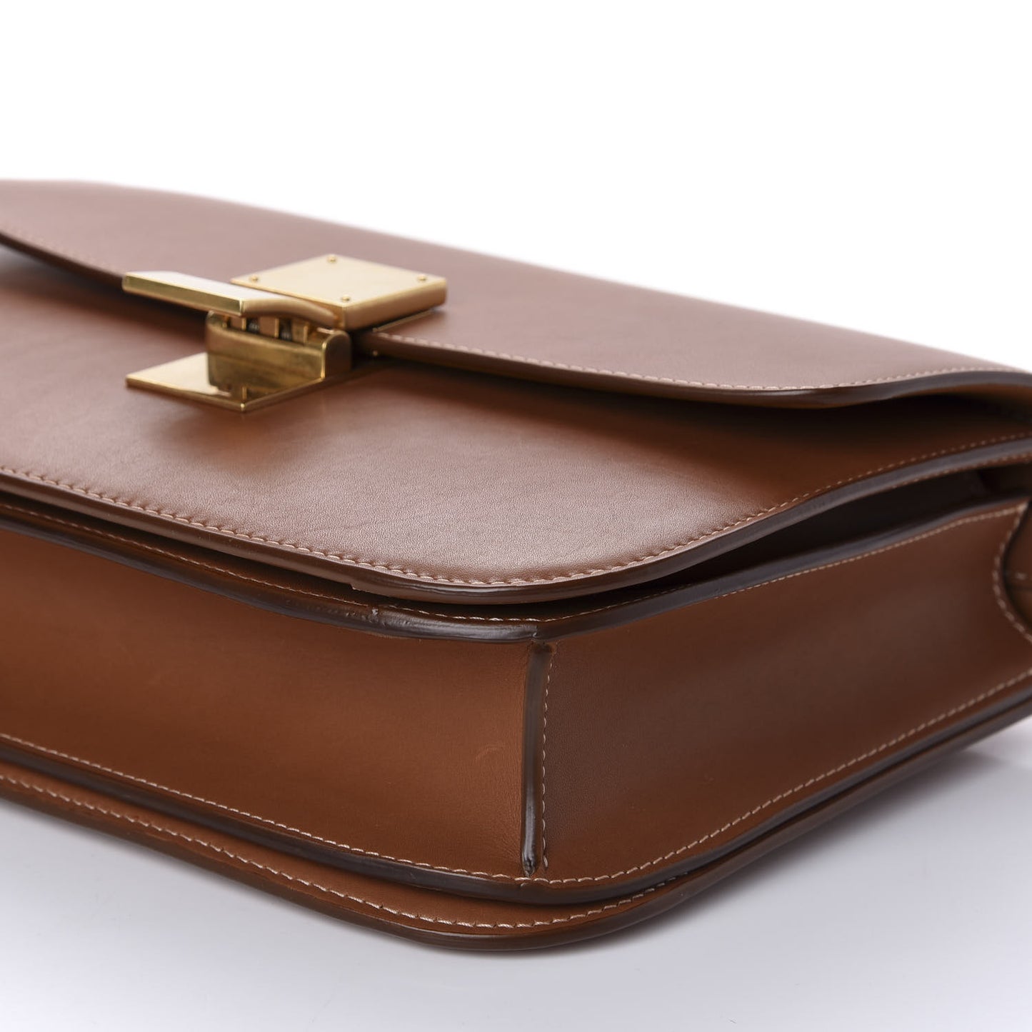 Natural Calfskin Medium Classic Box Flap Bag Tan