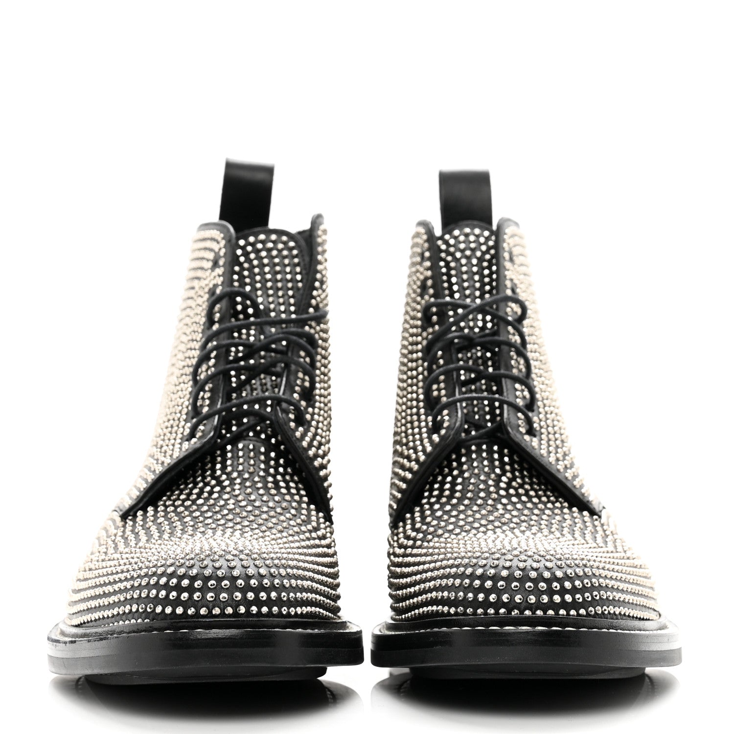 Saint Laurent Calfskin Mens Studded Lace Up Boots 41.5 Black 2 of 9