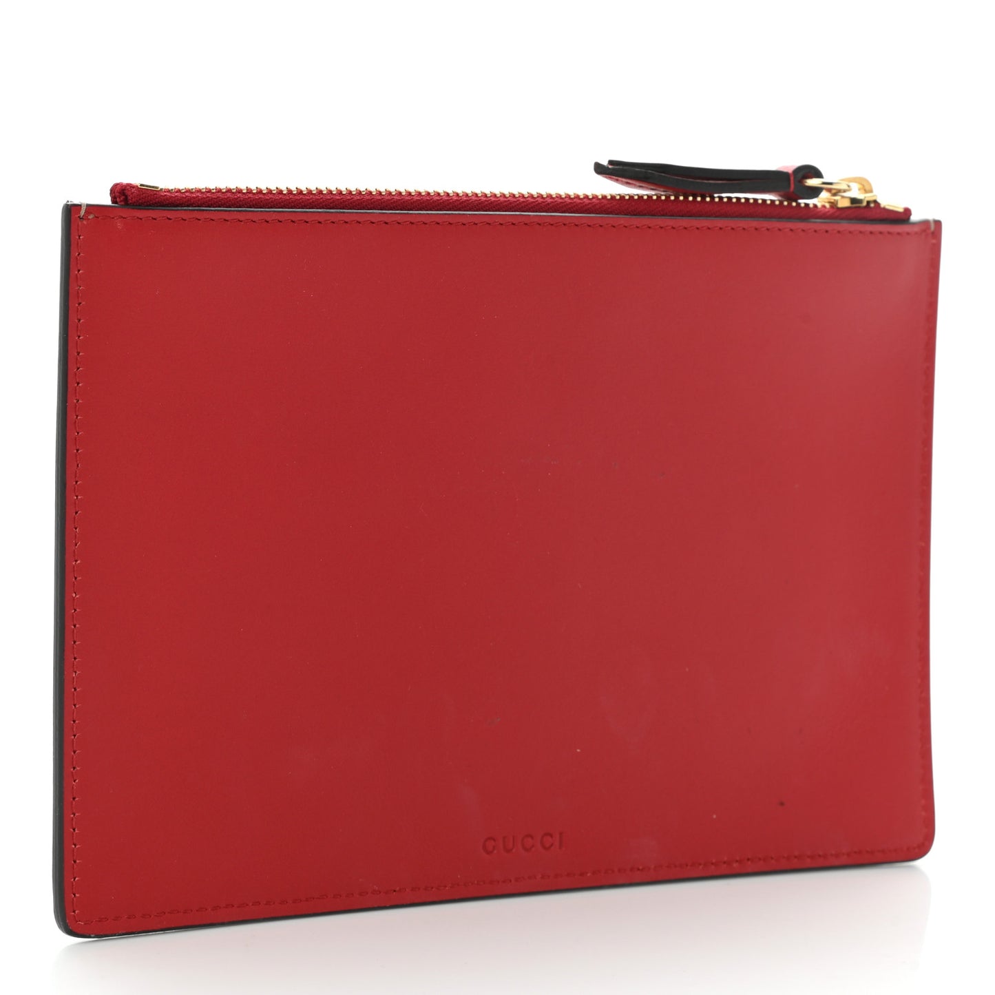 GG Supreme Monogram Merveilles Lips Zip Pouch Hibiscus Red
