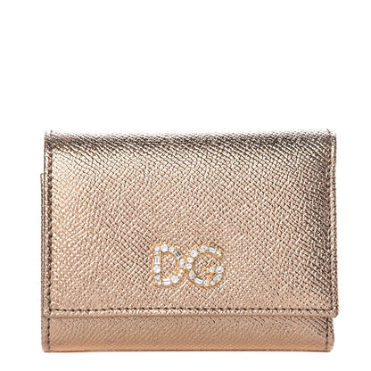 Dolce & Gabbana Laminato Dauphine French Flap Wallet Oro Antico 1 of 7