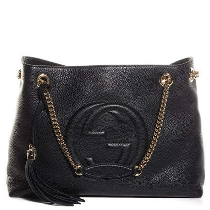 Gucci Pebbled Calfskin Medium Soho Chain Shoulder Bag Black 1 of 7