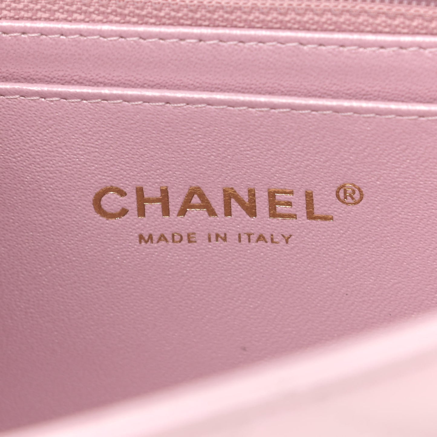 Iridescent Calfskin Quilted Mini Rectangular Flap Light Pink