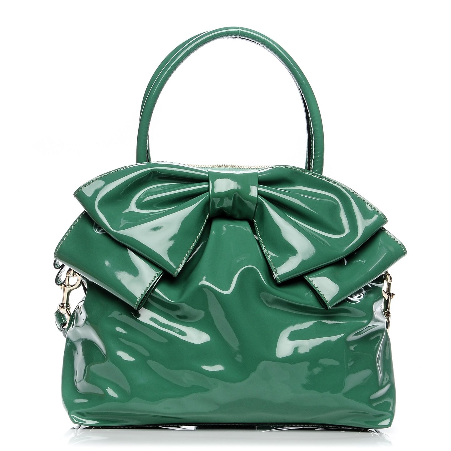 Patent Lacca Bow Dome Tote Green