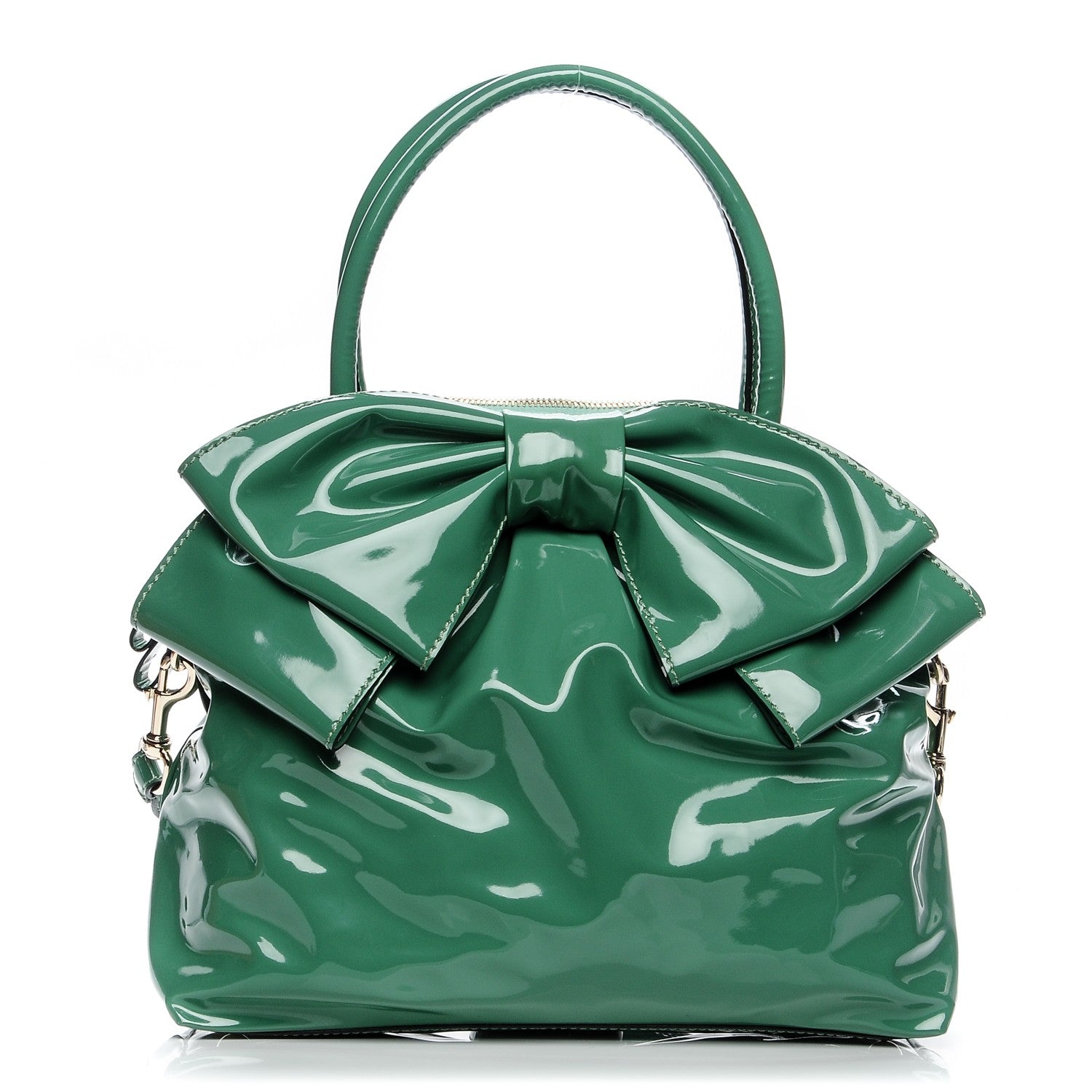 Valentino Garavani Patent Lacca Bow Dome Tote Green 1 of 6