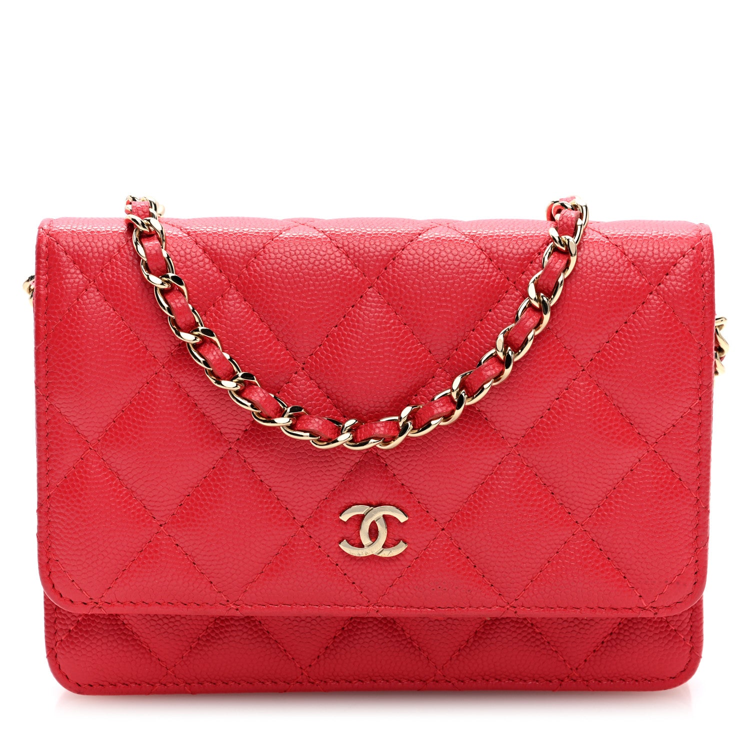 Chanel Caviar Quilted Mini Wallet On Chain WOC Red 1 of 10