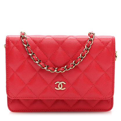 Chanel Caviar Quilted Mini Wallet On Chain WOC Red 1 of 10