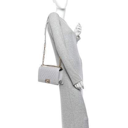 Chanel Caviar Quilted Medium Boy Flap Light Grey 2 of 11