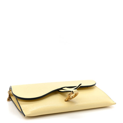 Christian Dior Goatskin Saddle Long Wallet With Chain Pastel Yellow 5 of 14