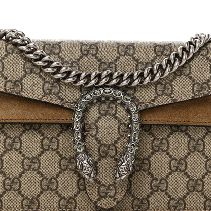 Gucci GG Supreme Monogram Suede Crystal Small Dionysus Shoulder Bag Beige Ebony Taupe 8 of 10