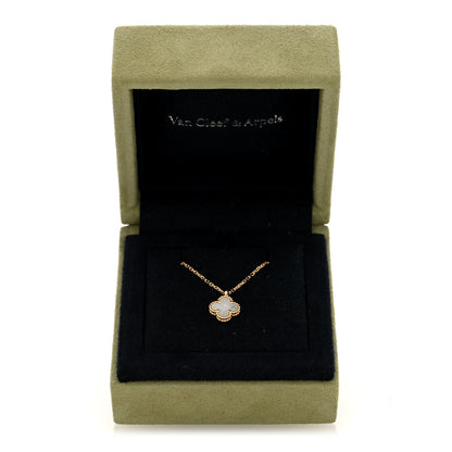 Van Cleef & Arpels 18K Yellow Gold Mother of Pearl Sweet Alhambra Pendant Necklace 5 of 5