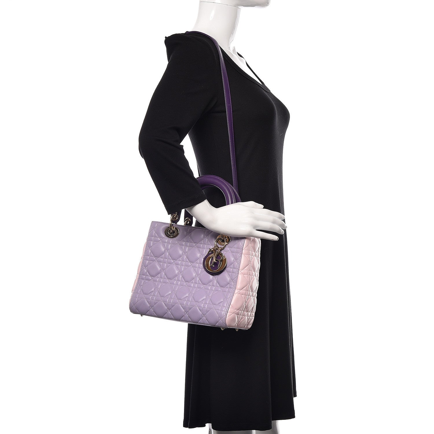Christian Dior Lambskin Cannage Medium Tri-Color Lady Dior 2 of 17
