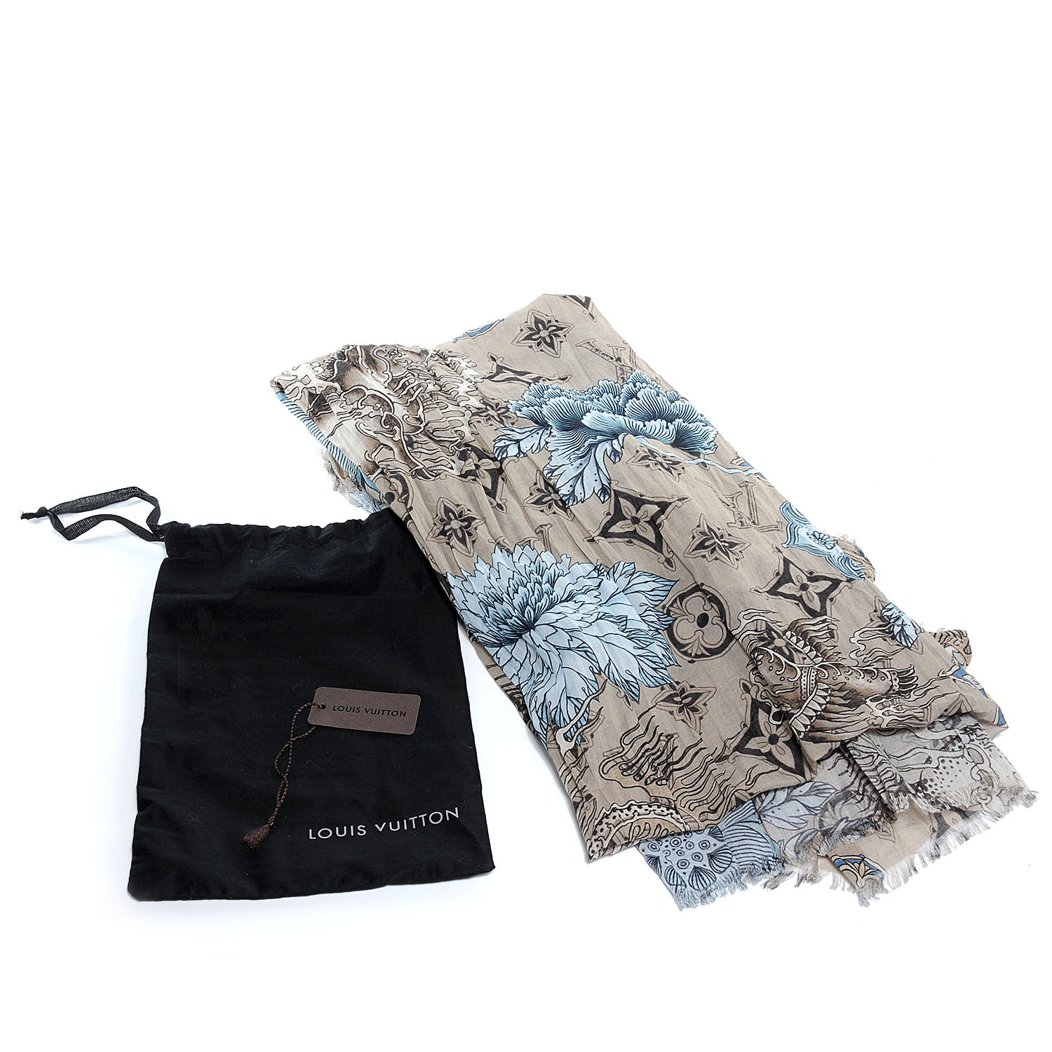 Louis Vuitton Cotton Etole Tattoo Scarf Kaki 8 of 8