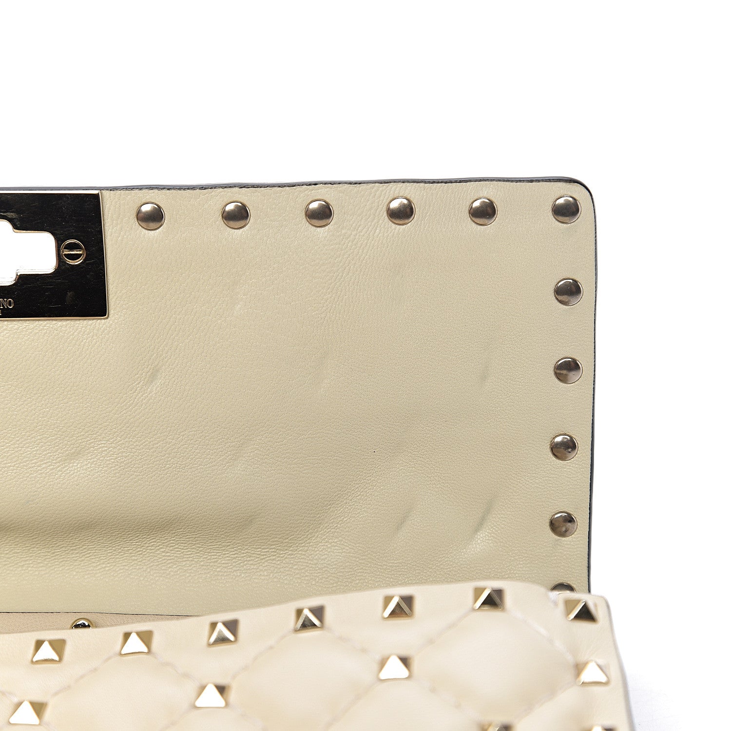 Valentino Garavani Nappa Rockstud Spike Wallet on Chain Light Ivory 9 of 13