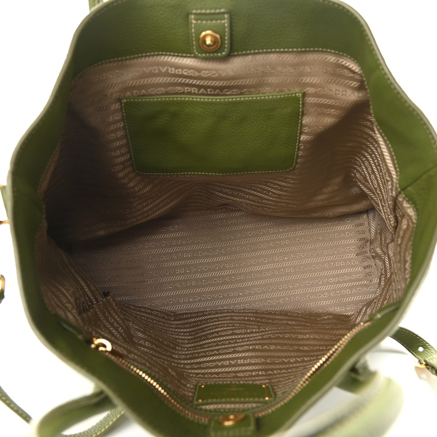 Prada Vitello Daino Shopping Tote Green 5 of 10