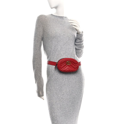 Gucci Calfskin Matelasse GG Marmont Belt Bag 95 38 95 38 Hibiscus Red 2 of 14